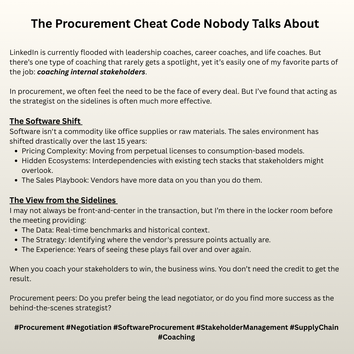 The Procurement Cheat Code